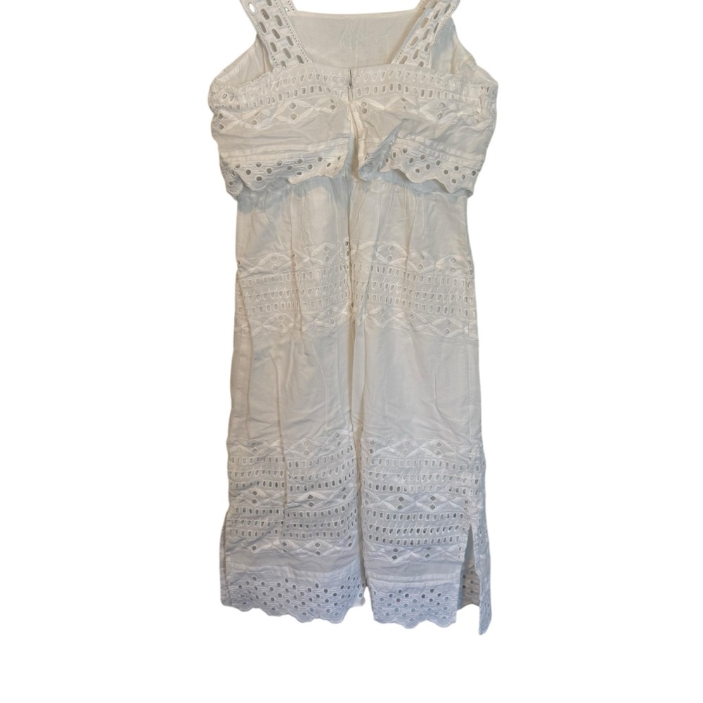 J. Crew 02 White Eyelet Lace Lined Sleeveless Knee Length Sheath Tank Dress - Picture 3 of 10